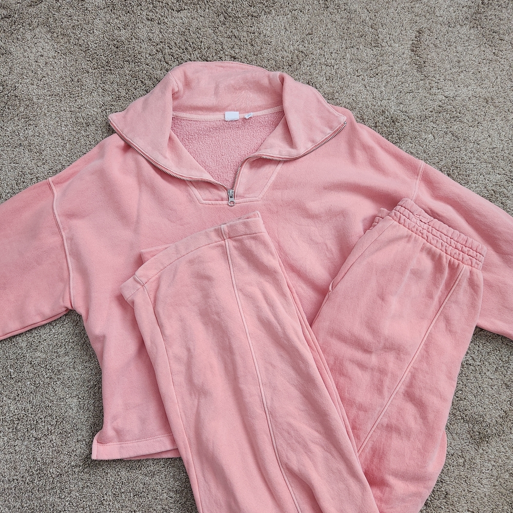 GAP Coral Pink Quarter Zip And Sweatpants Set